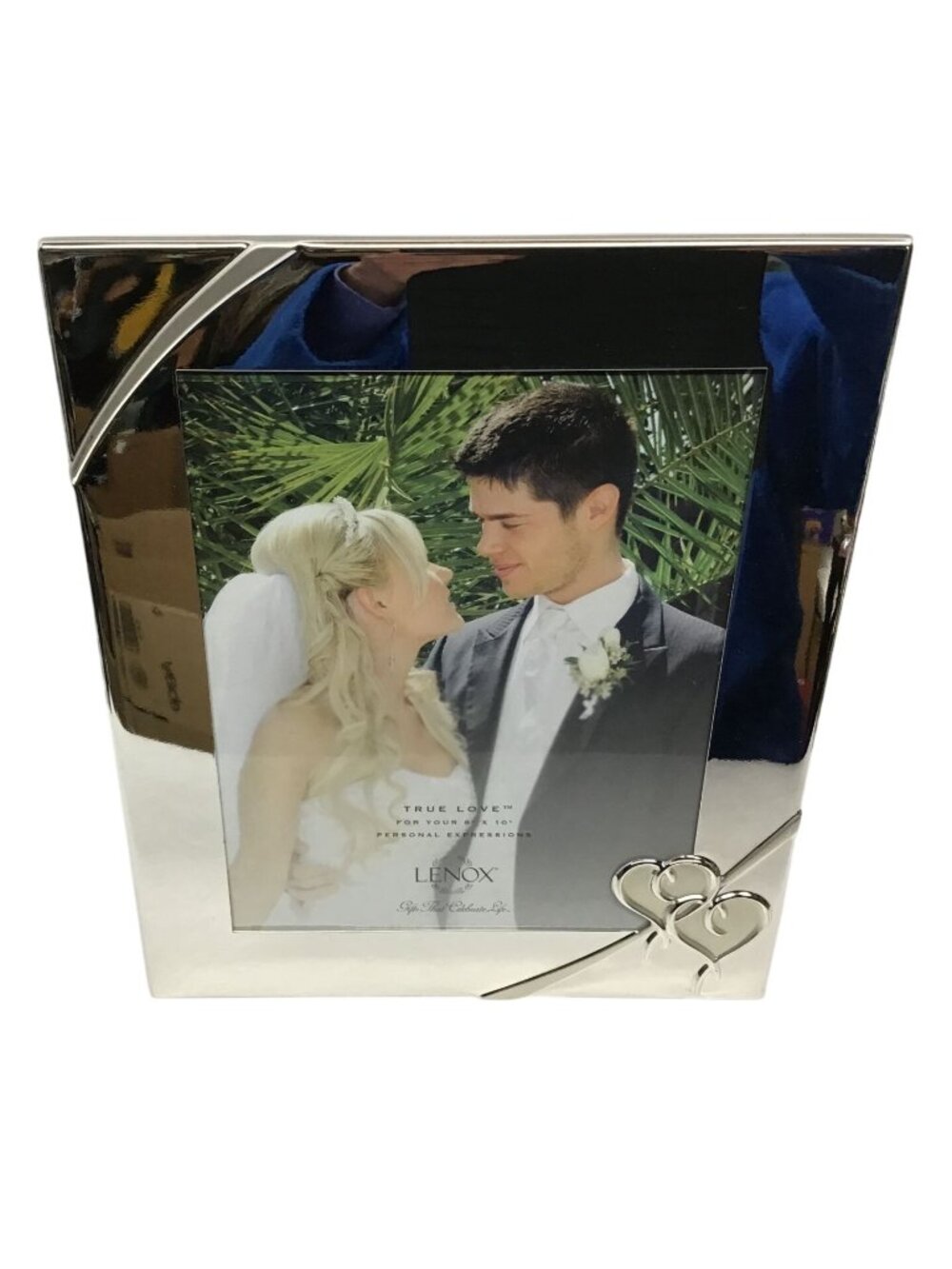 Lenox True Love Double Heart Design 8x10 Silver Plated Picture Frame